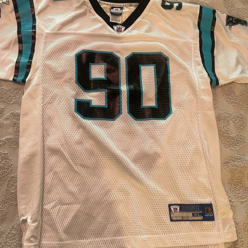 Julius Peppers Throwback Reebok Carolina Panthers jersey. Size KIDS XL